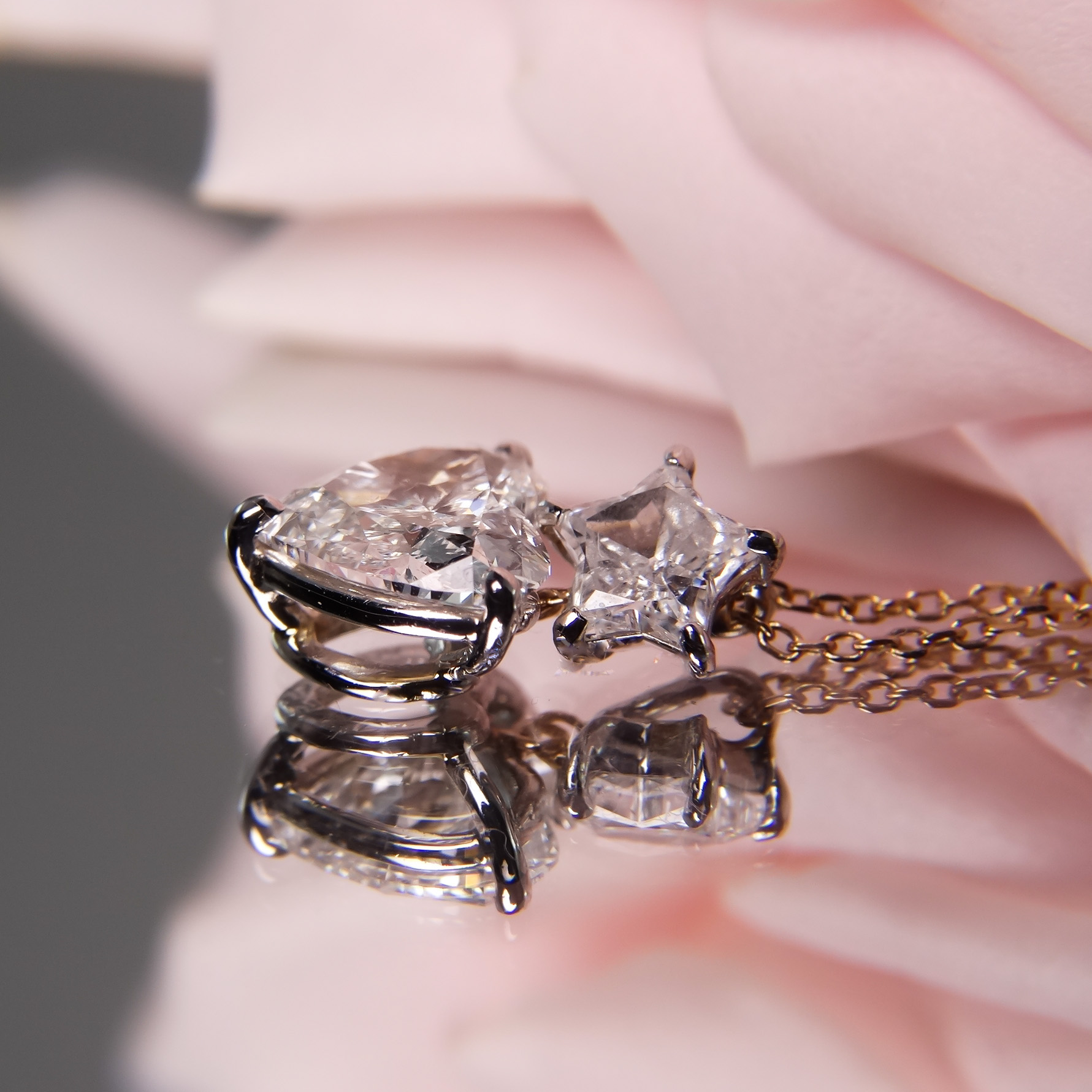 希望の星と愛のハートのペンダント